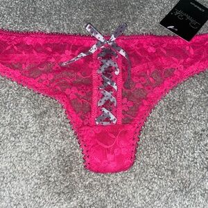 Rene Rofé thong panty with laceup detail size small new